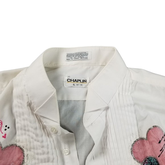 Vintage 90s Tuxedo Shirt Chaplin White Hearts Embellishment Womens Size 2X /3X - Picture 16 of 16